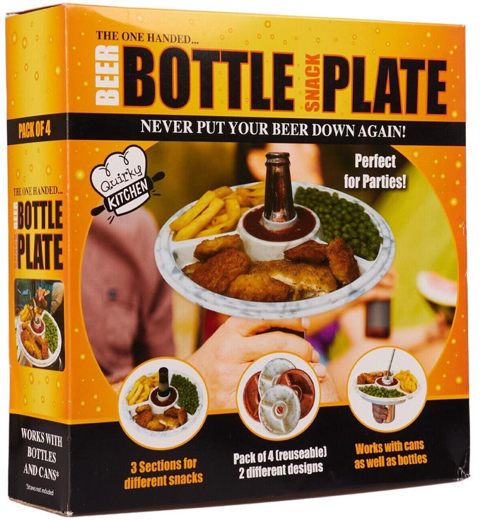 Plato para aperitivos con botella de cerveza, bandeja para comida para fiestas, forma divertida de beber y comer.