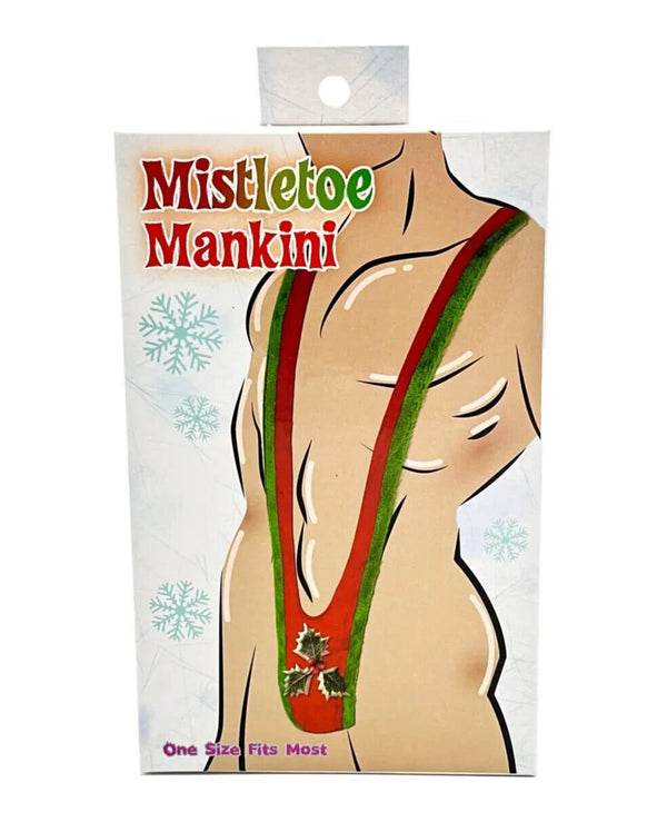 Mistletoe Mankini Christmas Willy Warmer Thong -  Funny Men's Weener Bikini Gift