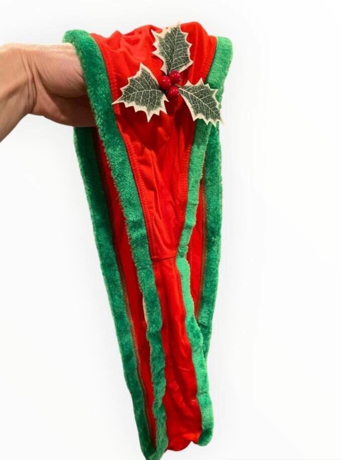 Muérdago Mankini Christmas Willy Warmer Thong - Divertido regalo de bikini Weener para hombre