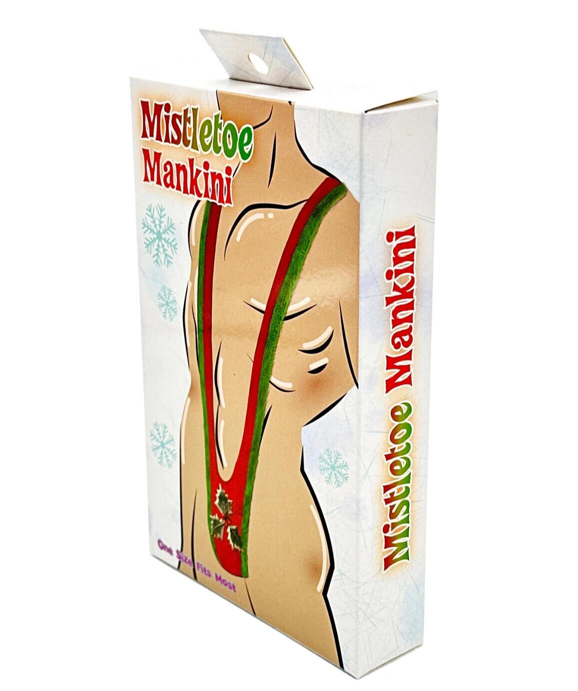 Muérdago Mankini Christmas Willy Warmer Thong - Divertido regalo de bikini Weener para hombre