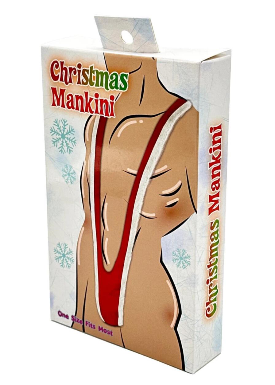 Christmas Santa Mankini Willy Warmer Thong - Regalo de vacaciones de bikini Weener para hombre