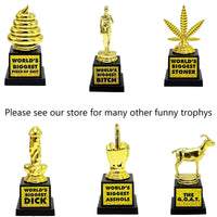 El fumador más grande del mundo: regalo del premio Trofeo de oro con cabeza de marihuana y marihuana