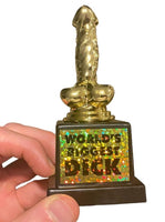World's Biggest Dick Trophy - Willy Pecker Golden Award - Adult Joke Gag Gift