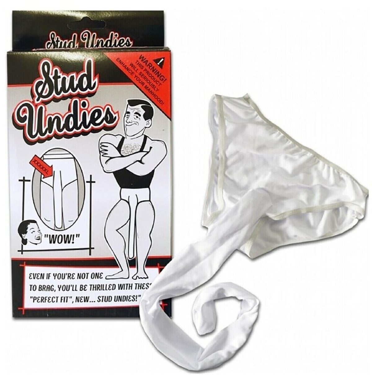 STUD UNDIES UNDERWEAR - Sous-vêtements accrochés pour hommes - TAILLE GÉANT WILLY ! Blague GaG pour adultes