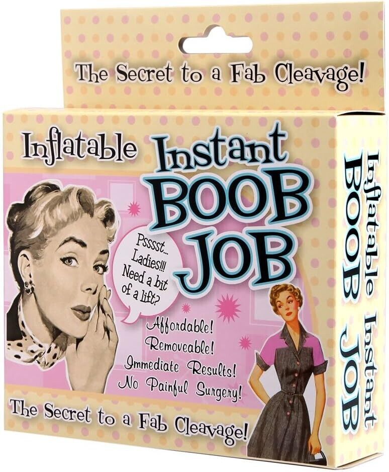 Inflatable Instant Boob Job - Funny Retro Packaging - Boobie Joke Novelty Gift