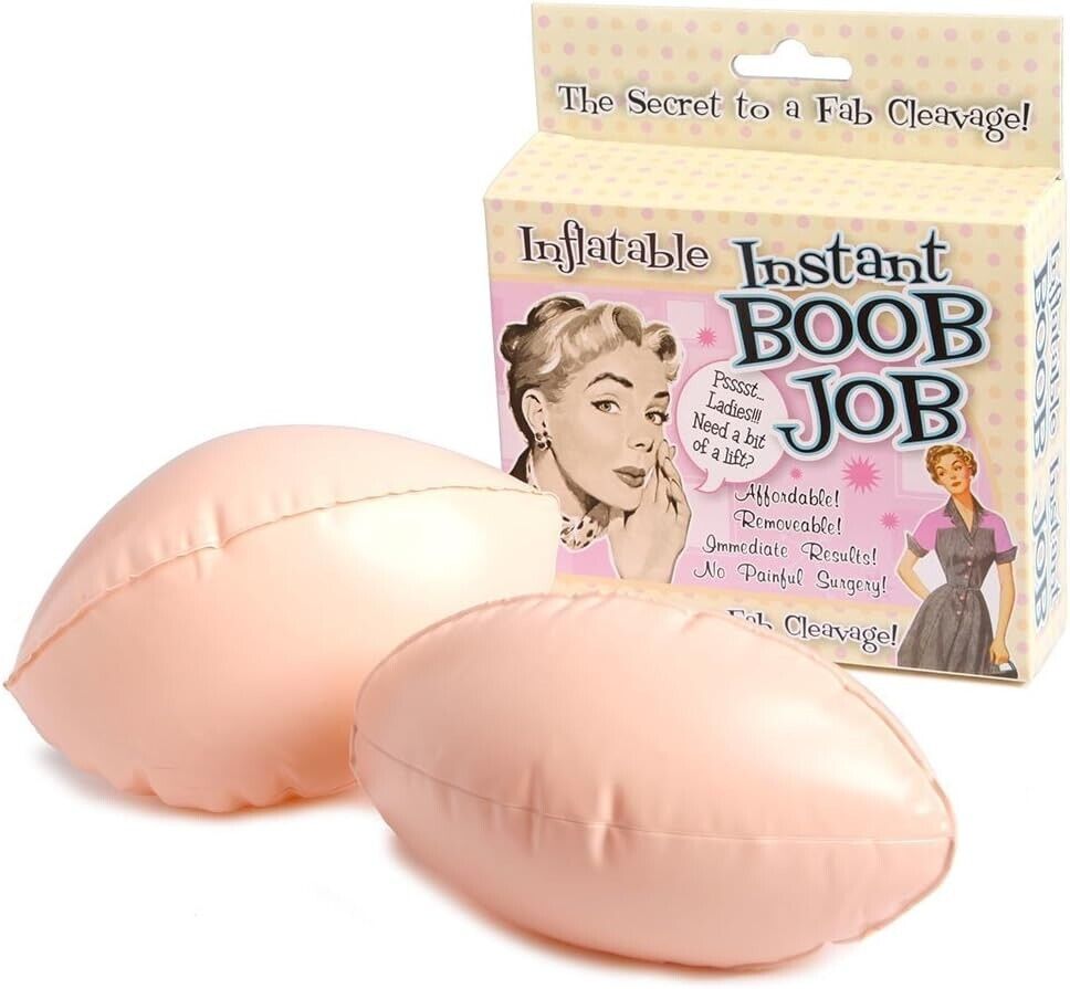 Boob Job gonflable instantané – Emballage rétro amusant – Cadeau fantaisie Boobie Joke