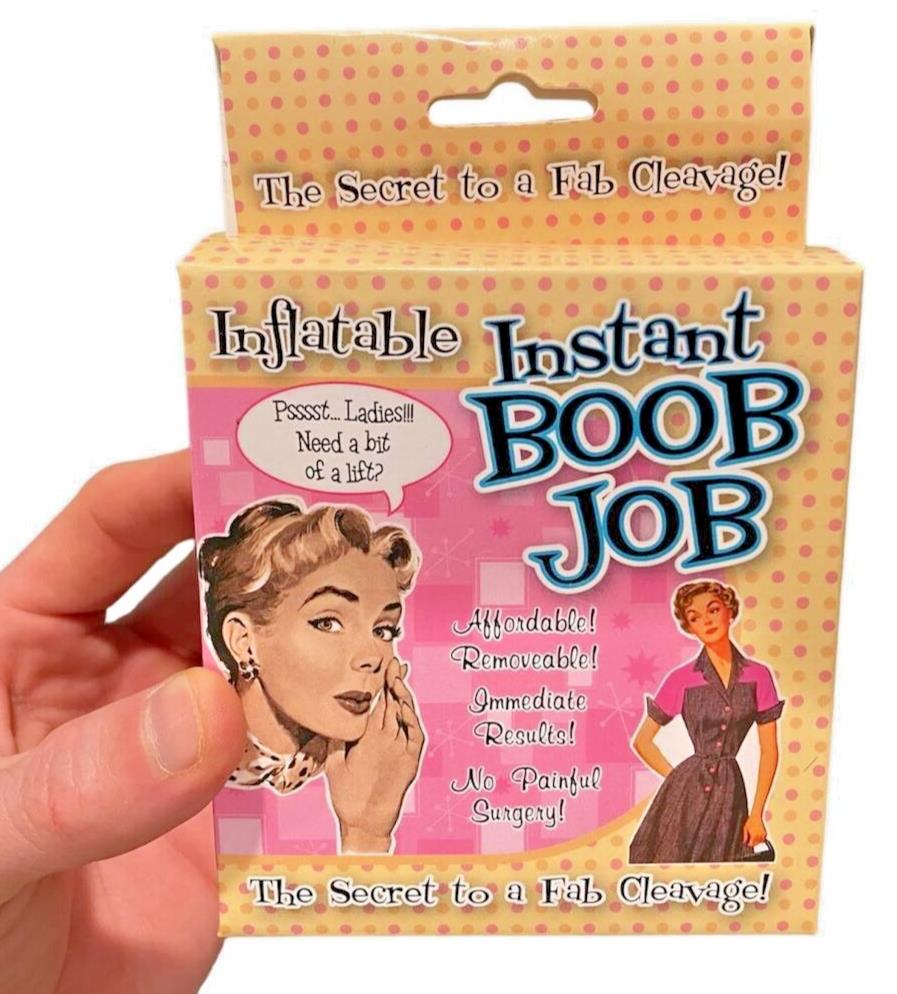 Boob Job gonflable instantané – Emballage rétro amusant – Cadeau fantaisie Boobie Joke