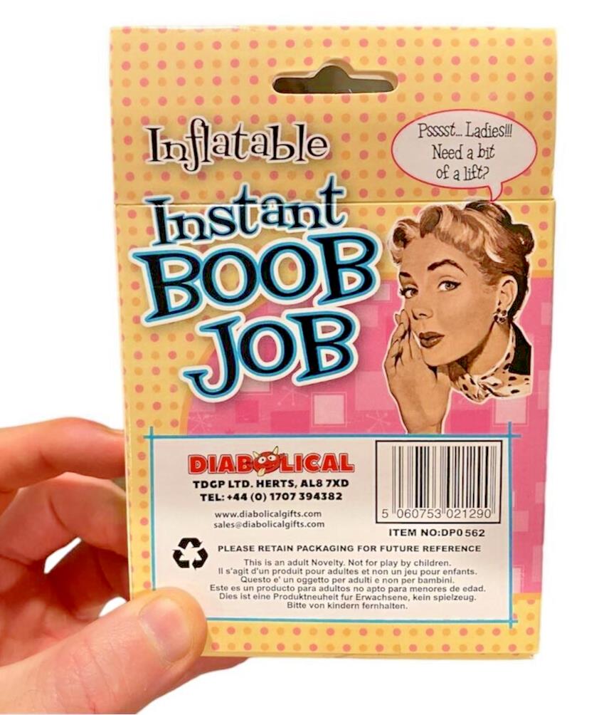 Inflatable Instant Boob Job - Funny Retro Packaging - Boobie Joke Novelty Gift