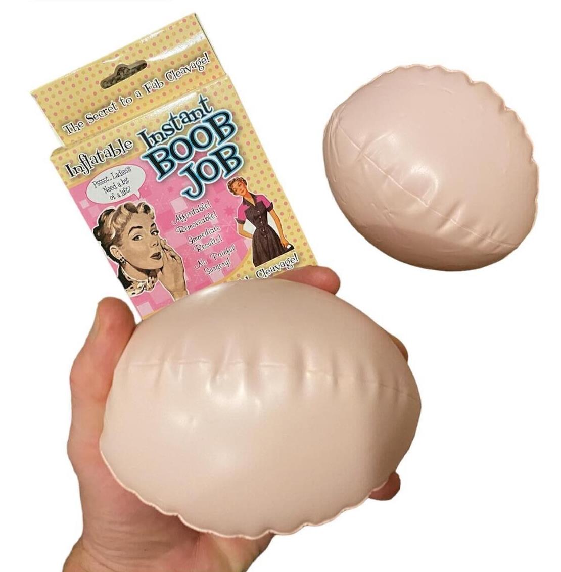 Inflatable Instant Boob Job - Funny Retro Packaging - Boobie Joke Novelty Gift