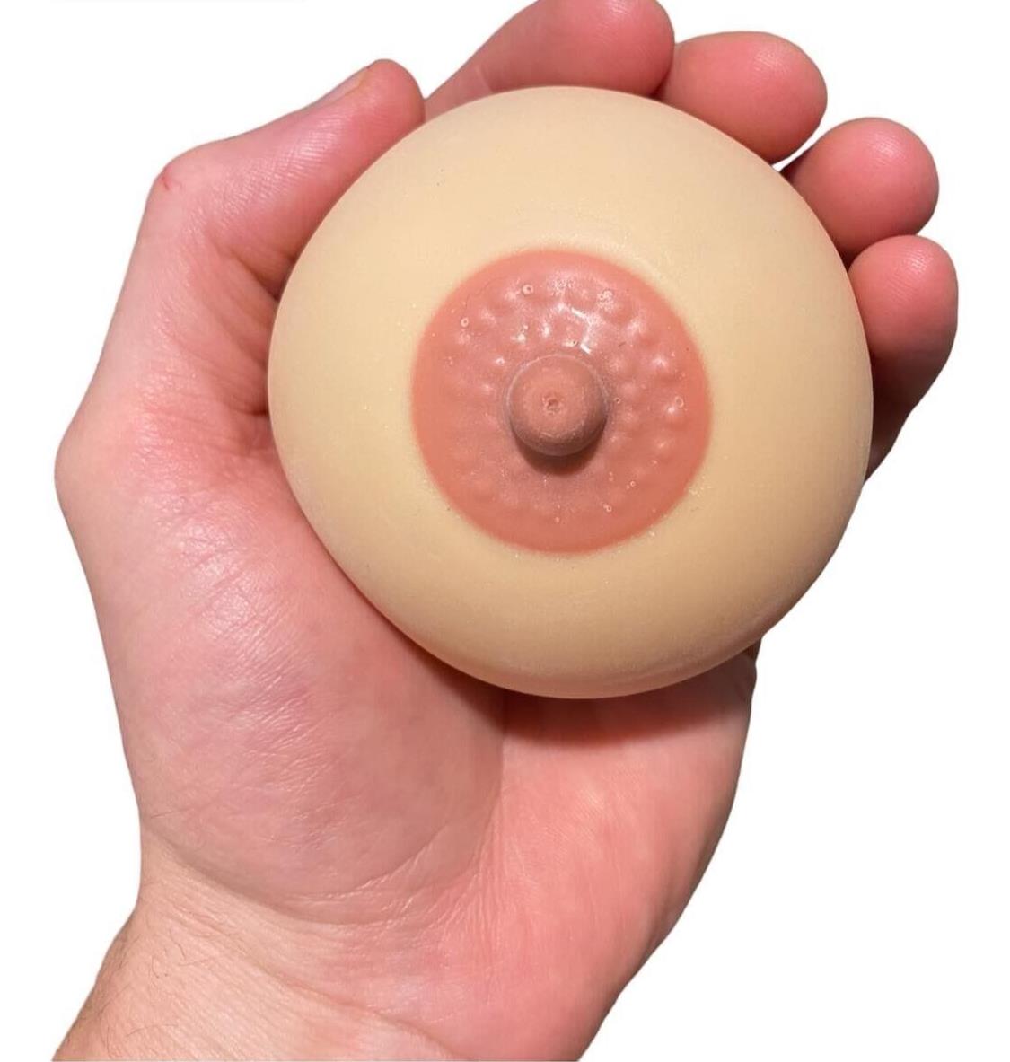 Paquete de 2 tetas antiestrés: ¡exprimir las tetas se siente real! Regalo adulto del juguete del hombre del pecho de la novedad