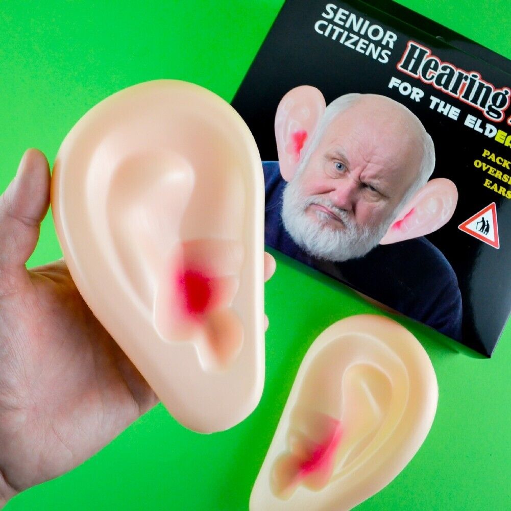 2pk JUMBO EARS  Hearing Aids - Over the Hill Old Classic Gag Joke Novelty Gift