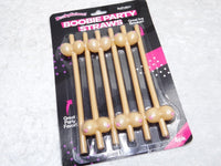 6pk Boobie Shaped Party Drinking Straws - Boobs Breast Adult Novelty Gag Joke