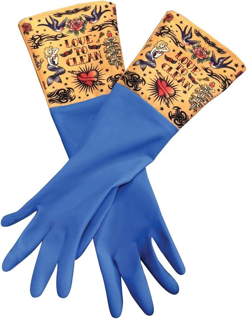 TATTOO Art Rock Luxury Glam Latex Gloves - Household Washing Cleaning Kitchen