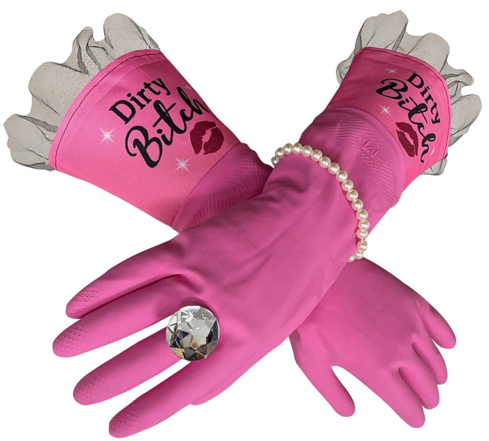 DIRTY BITCH Diamond Pearl Luxury Glam Gloves Household Washing Cleaning Kitchen