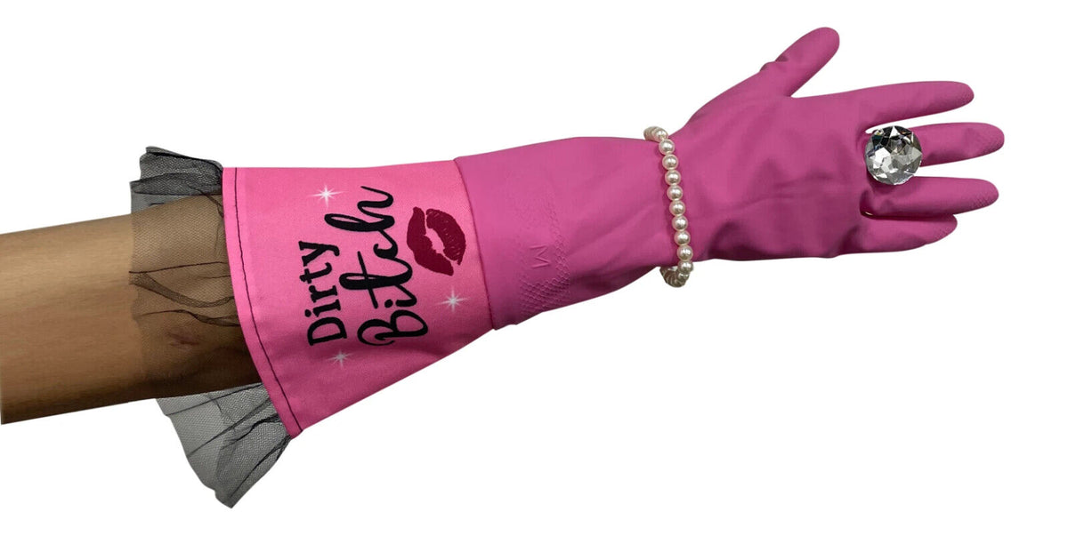 DIRTY BITCH Diamant Perle Luxe Glam Gants Ménage Lavage Nettoyage Cuisine