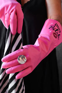 DIRTY BITCH Diamant Perle Luxe Glam Gants Ménage Lavage Nettoyage Cuisine