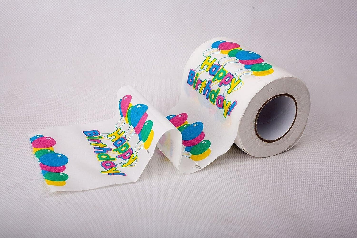 Happy Birthday Toilet Paper - Bathroom Potty Party Favor Fun Gag Novelty