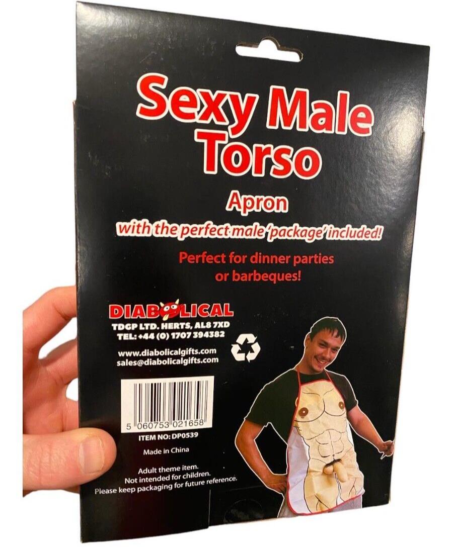 SEXY MALE TORSO KITCHEN APRON - Male Package included! ~ 💋 Adult Willy Gag Gift