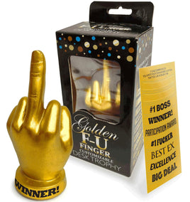 El premio GOLDEN FU Middle Finger Desk Tropy Award - ¡Personalizable! Regalo de fiesta GaG
