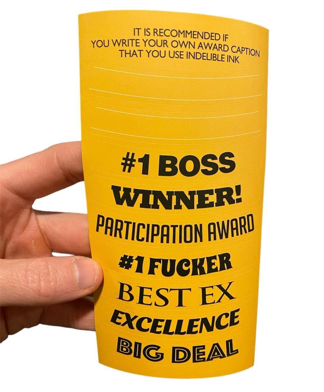 The GOLDEN F-U Middle Finger Desk Tropy Award - Customizable! Party GaG Gift