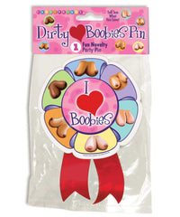 I ❤️ Boobies Pin - Funny Bachelor Party Prop - I Love Boobs Hooters Breasts GaG