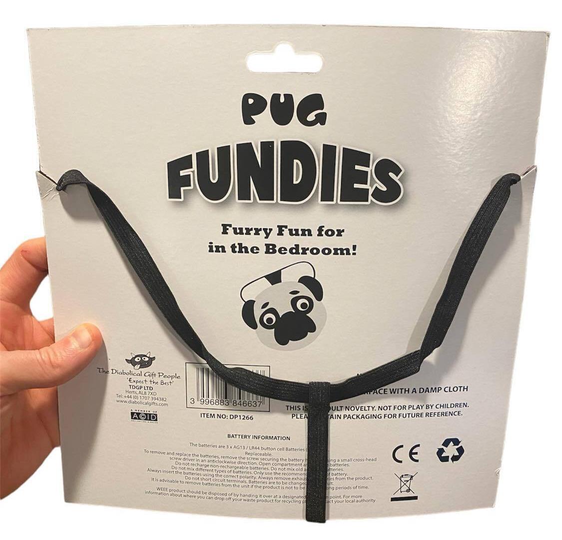 PUG BARKING UNDIES  - Furry Dog Willy Thong Underwear Bedroom GaG Joke Gift