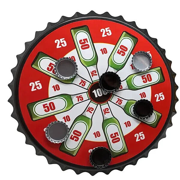 Magnetic Bottle Top Target Beer Drinking Bottle Cap Throwing Dartboard Pong Game