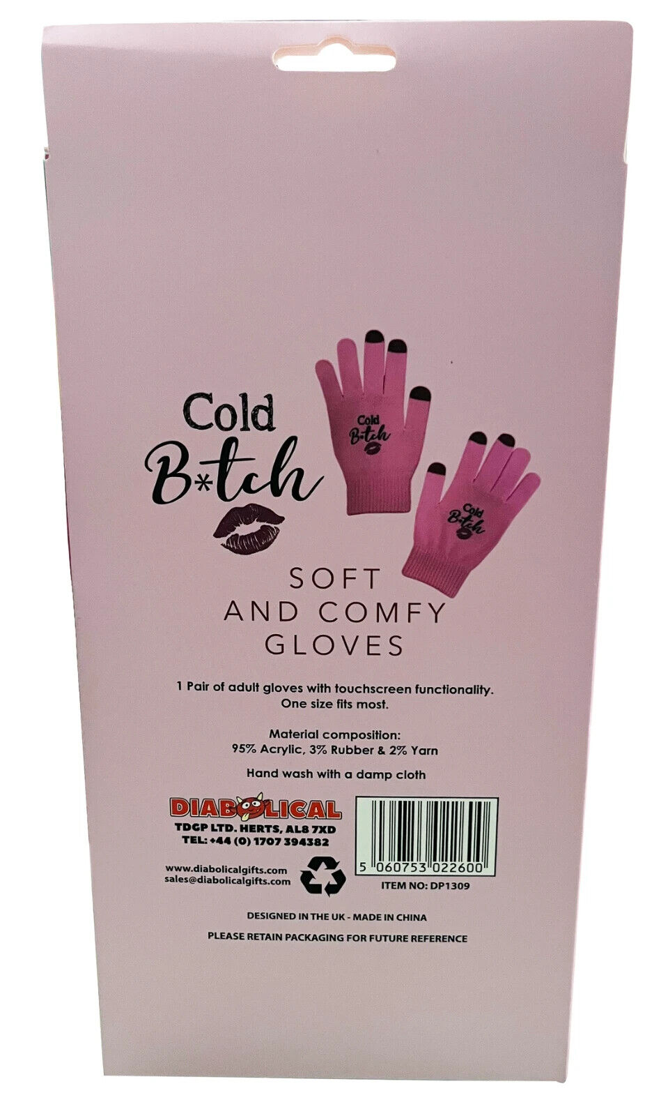 COLD B*TCH GLOVES - Pink Winter Sexy Women Ladies  - Touchscreen Functionality