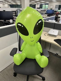 48" Green Galactic Alien Inflatable 👽 Big Head UFO Pool Party Halloween Blow Up
