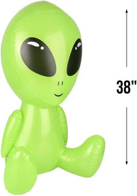 38" Green Galactic Alien Inflatable 👽 Big Head UFO Pool Party Halloween Blow Up