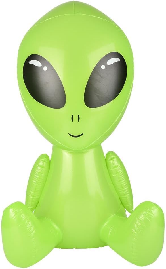 38" Green Galactic Alien Inflatable 👽 Big Head UFO Pool Party Halloween Blow Up