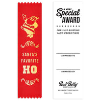 🎅 "SANTA'S FAVORITE HO" Funny Award Ribbon 😂 Holiday Gag Gift Joke Prize Adult