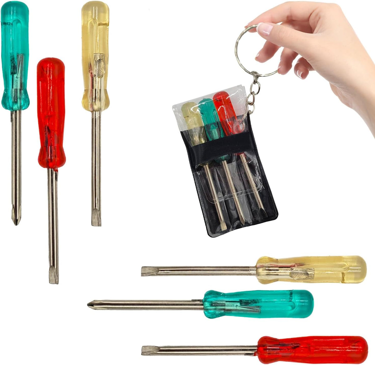 3 Piece Screw Driver Set Key Chain - (Pick Qty You Need)