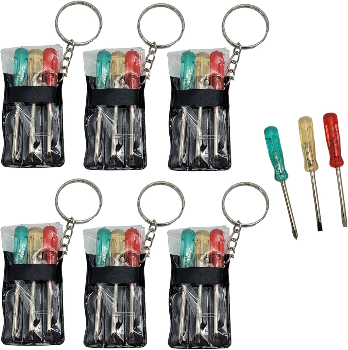 3 Piece Screw Driver Set Key Chain - (Pick Qty You Need)