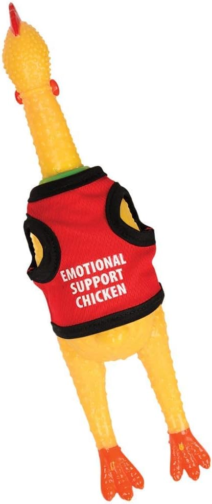 EMOTIONAL SUPPORT CHICKEN - Loud Squeaking Classic Gag Toy - Archie McPhee