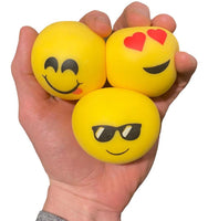 Pack of 3 Stress Juggling Smiley Balls - Emoji Smile Happy Face Squish Ball Toys