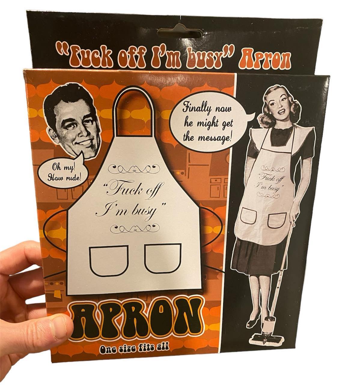 F%#K OFF I'M BUSY Apron - HOW RUDE! Funny Cooking Kitchen Cloth Apron Gag Gift