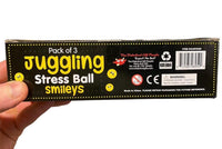 Pack of 3 Stress Juggling Smiley Balls - Emoji Smile Happy Face Squish Ball Toys