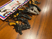 12 mini porte-clés vintage des années 80, pistolet à capuchon en métal moulé sous pression - affichage moulé sous pression