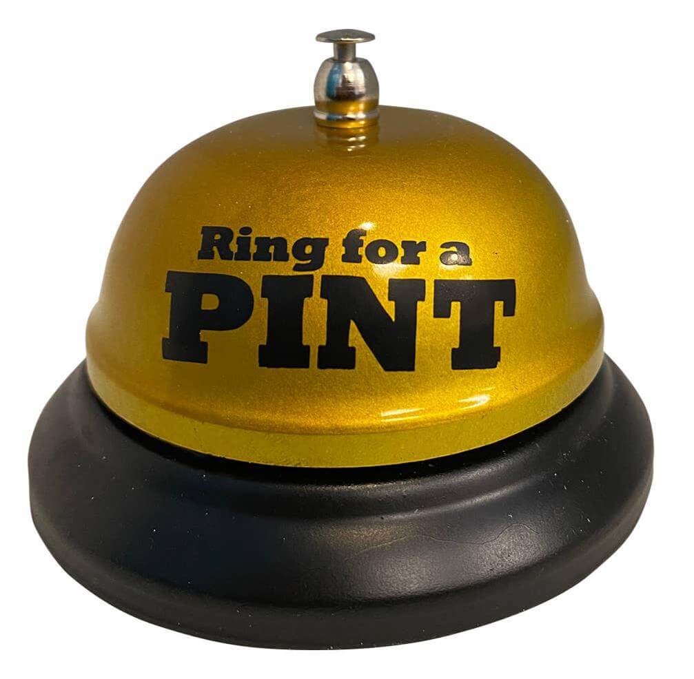 Ring for A Pint - Golden Beer Bell - Office Desk Kitchen Bar Pub Room