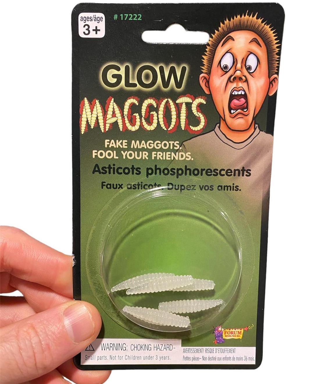 Maggot String Glow in Dark Maggots - 6 Fake Gross Rubber Bugs – Giggle Novelties