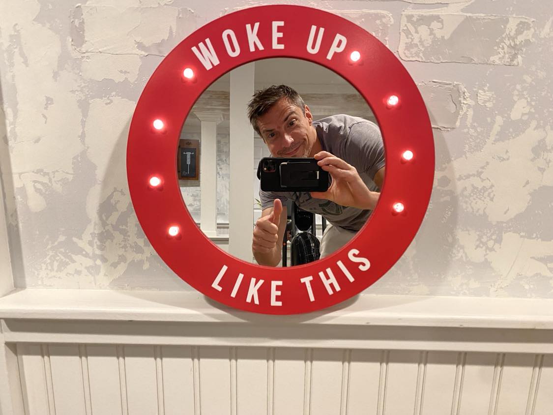 LED Mirror  "Woke Up Like This"  Funny Light-Up Sign Gag Home Gift