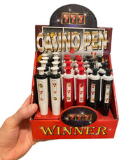 24 Casino Slot Machine Pens – Push & Spin to Win! Fun Novelty Gift for Gamers