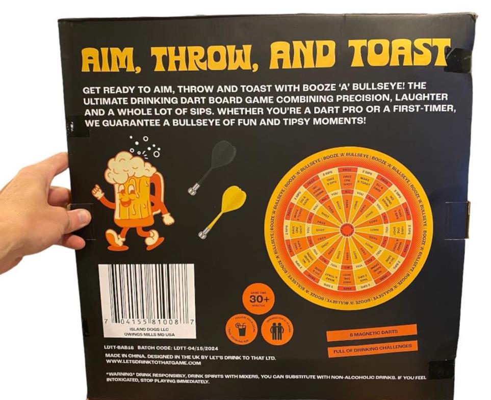 Booze 'a' Bullseye - The Ultimate Beer Drinking Magnetic Dart Board Party Game