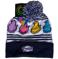 PEEPS Marshmallow Candy Pom Pom Beanie Hat - Retro Trendy Skater Winter Soft Cap