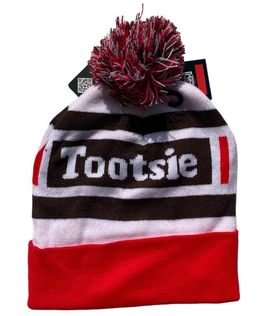 TOOTSIE Roll Candy Pom Pom Beanie Hat - Retro Trendy Skater Winter Soft Cap