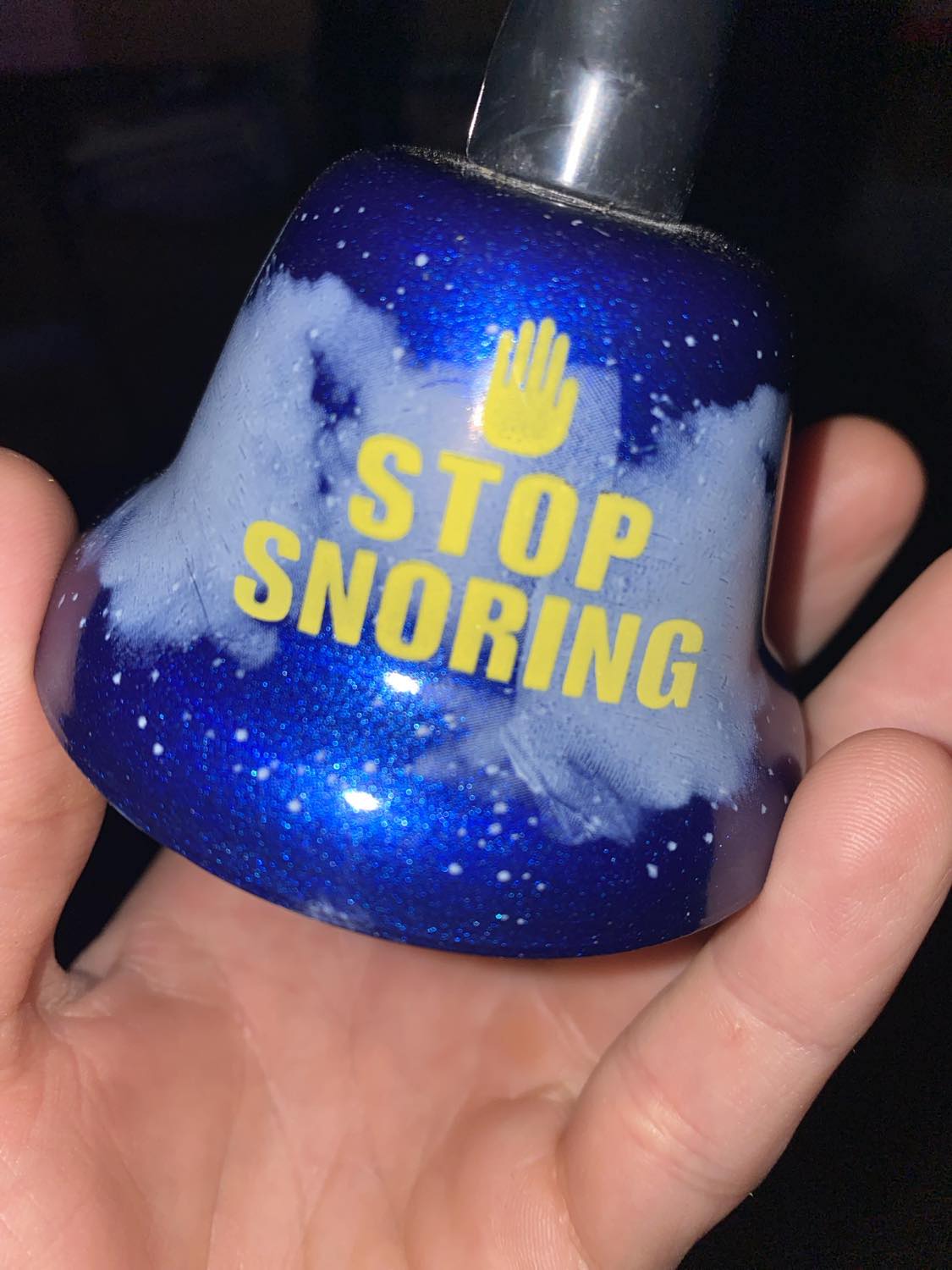 STOP SNORING Metal Hand Bell - Glows in the Dark! - Funny Gag Joke Adult Gift