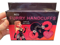 Red Furry Handcuffs - Sexy Adult Valentine Gift - Lock up your lover!