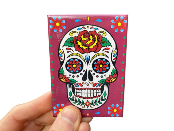 Mexican Sugar Skull Fridge Magnet Kitchen Home Decor - 3.5" x 2.5" Made in USA