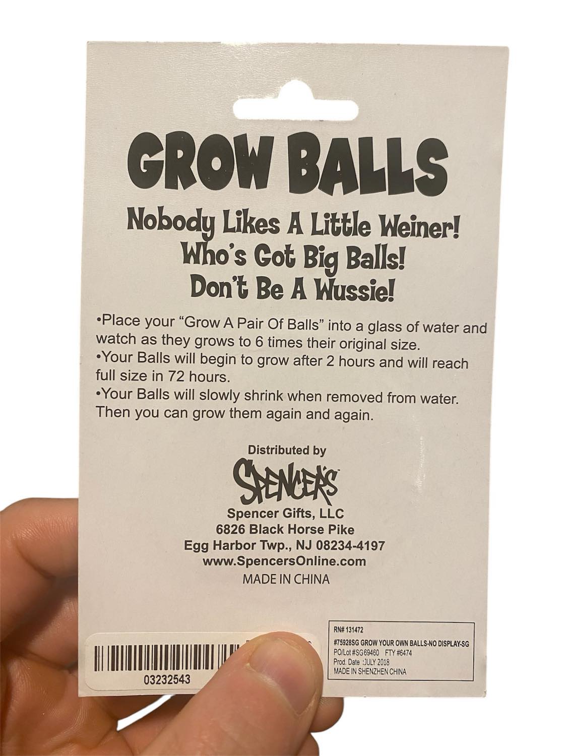 Littly Willy?  Grow a pair of BALLS - Funny Adult Gag Stocking Stuffer Gift